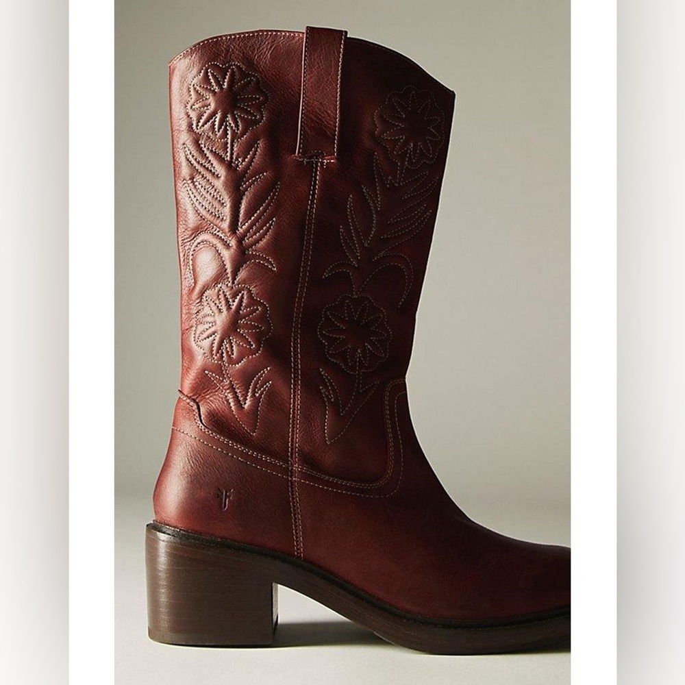 Free People x FRYE Kate Deco Stich Boots, Brown, NWOT, size 8B - Picture 3 of 9